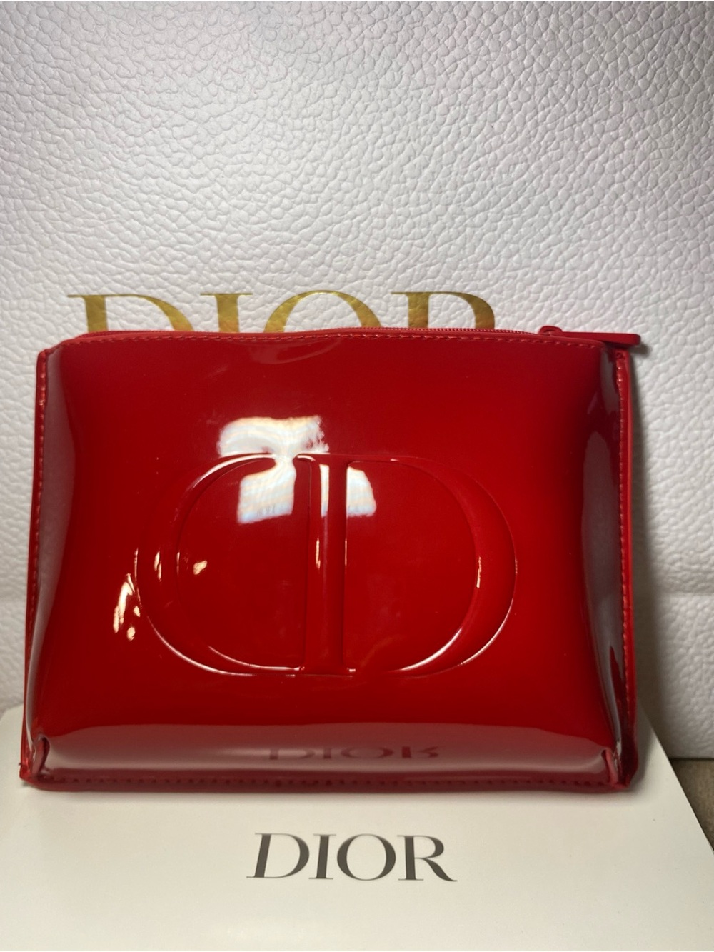 Dior Red Patent Makeup Pouch Set